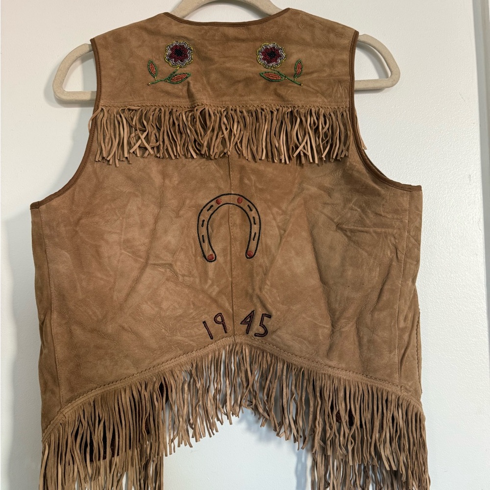 Ralph Lauren Double RL Tan Suede Vest with Embroidery - Picture 3 of 8